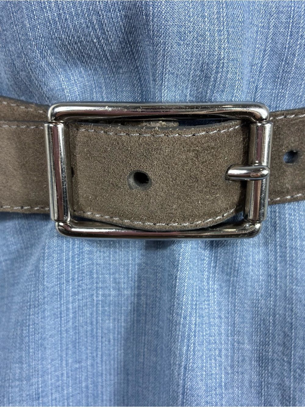 Banana Republic Womens belt Sz 38 genuine leather gray suede